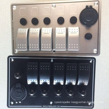 5 Gang Rocker Switch 12V Socket Voltmeter Panel+Voltmeter
